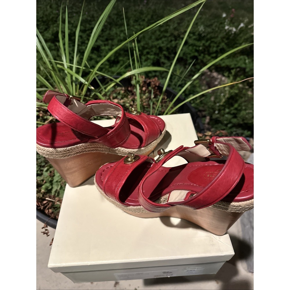 Coach Y2K Mariam Washed Tumbled Leather Crimson Wedge Turlock Hardware 7M - Picture 2 of 11